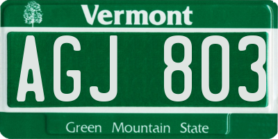 VT license plate AGJ803