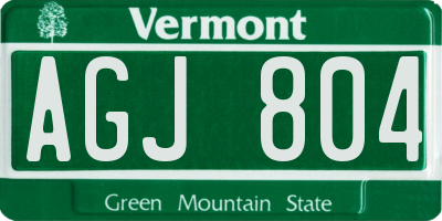 VT license plate AGJ804