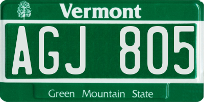 VT license plate AGJ805