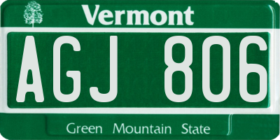 VT license plate AGJ806