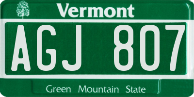 VT license plate AGJ807