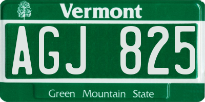 VT license plate AGJ825