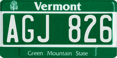 VT license plate AGJ826