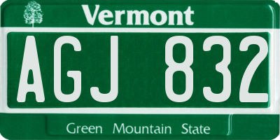 VT license plate AGJ832