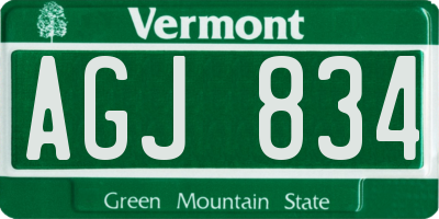 VT license plate AGJ834