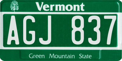 VT license plate AGJ837