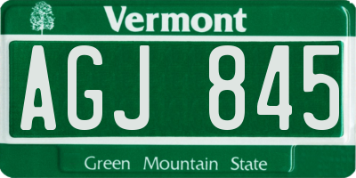 VT license plate AGJ845