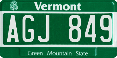 VT license plate AGJ849