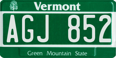 VT license plate AGJ852