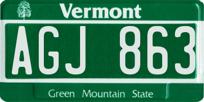 VT license plate AGJ863