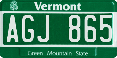 VT license plate AGJ865