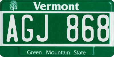 VT license plate AGJ868