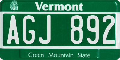 VT license plate AGJ892
