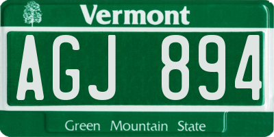 VT license plate AGJ894