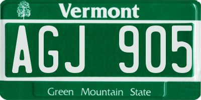 VT license plate AGJ905