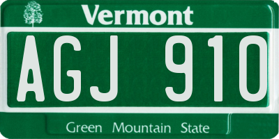 VT license plate AGJ910