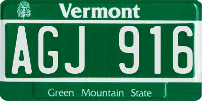 VT license plate AGJ916