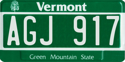 VT license plate AGJ917