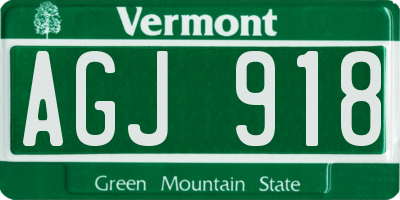 VT license plate AGJ918