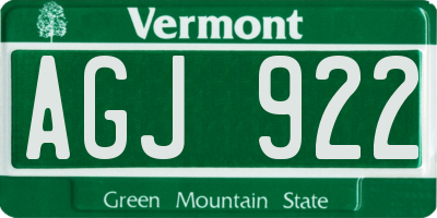 VT license plate AGJ922