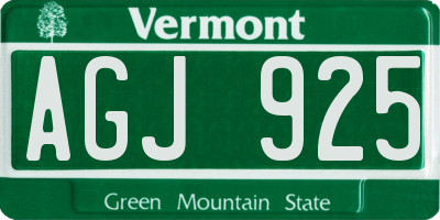 VT license plate AGJ925