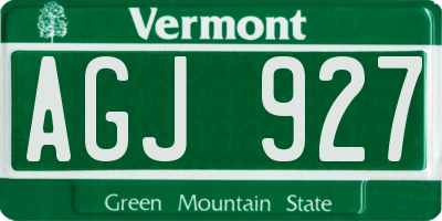 VT license plate AGJ927