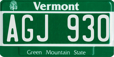 VT license plate AGJ930