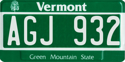 VT license plate AGJ932
