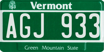 VT license plate AGJ933