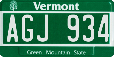 VT license plate AGJ934
