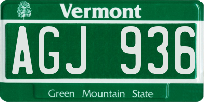 VT license plate AGJ936