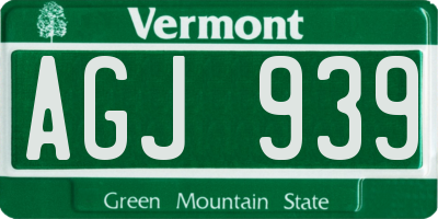 VT license plate AGJ939