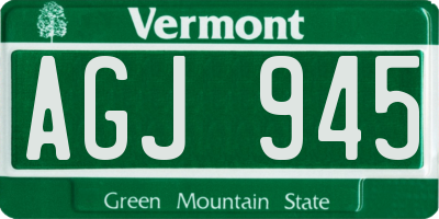 VT license plate AGJ945