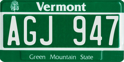 VT license plate AGJ947