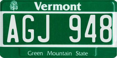 VT license plate AGJ948