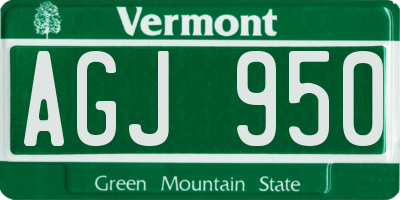 VT license plate AGJ950