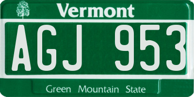 VT license plate AGJ953
