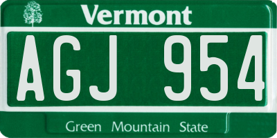 VT license plate AGJ954