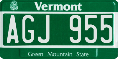 VT license plate AGJ955