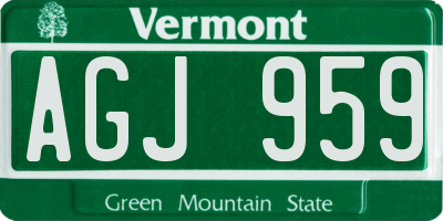 VT license plate AGJ959