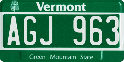 VT license plate AGJ963