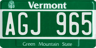 VT license plate AGJ965