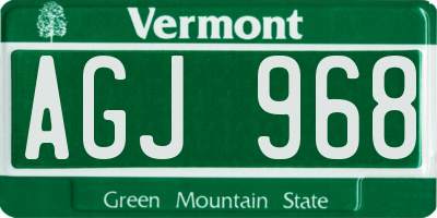 VT license plate AGJ968