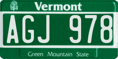 VT license plate AGJ978