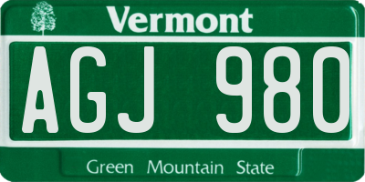 VT license plate AGJ980