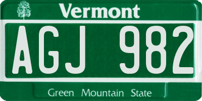 VT license plate AGJ982
