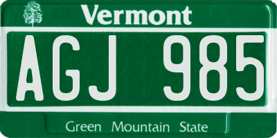 VT license plate AGJ985