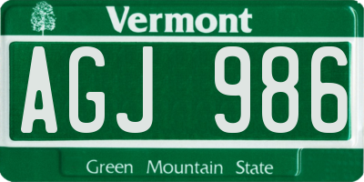 VT license plate AGJ986