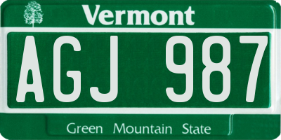 VT license plate AGJ987
