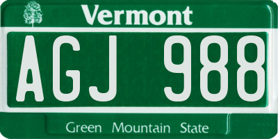 VT license plate AGJ988